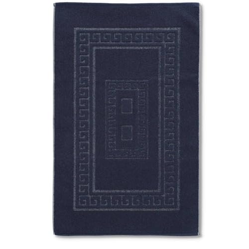 Casatessile Tapis de Bain éponge 60 x 120 cm Torino Tapis de Salle de Bain Absorbant en Coton, Tapis de Salle de Bain sans antidérapant - BLU Notte