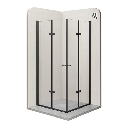 i-flair Duschkabine Emma 90x100 Höhe: 190 cm, Eckkabine mit Falttüren in Schwarz, Falttürkabine aus 6mm durchsichtigem Nano ESG-Sicherheitsglas - LINKS und RECHTS MONTIERBAR! ALLE GRÖSSEN DK99B