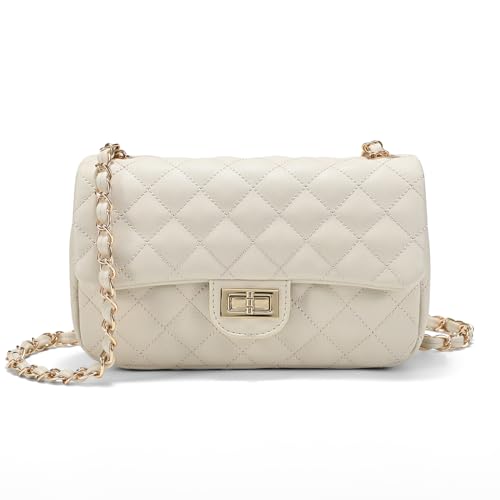 Quilted Crossbody Bags for Women, Small Soft Shoulder Handbags, Ladies Mini Vegan Leather Clutch Purses