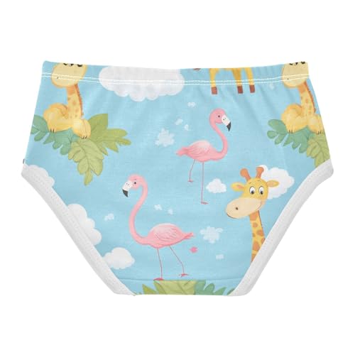 Wusikd Cute Giraffes Clouds Girls' Underwear Cotton Pink Flamingos Girls Briefs Soft Toddler Underwear 2T2