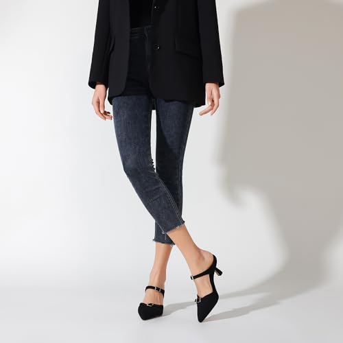 Heeled Sandals for Women Pointed Closed Toe Kitten Heels Comfortable Backless Pumps3