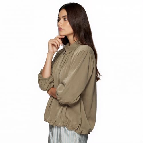 Women's Casual Bomber Jacket Oversized Long Sleeves Outwear with Front Zip Batwing Lapel Collar OutCoat Shirts4