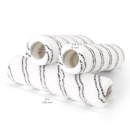 Image of Amazon Basics Microfiber Paint Roller Covers for Painting Walls, Ceilings and House, Smooth Finish, Washable, 9 inch x 3 /8 inch, 12-Pack