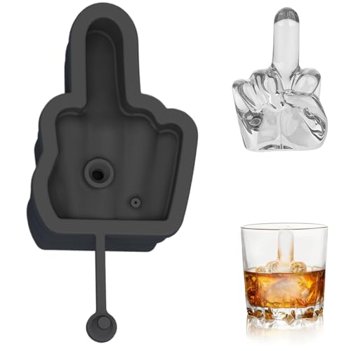Moldes de cubos de hielo de silicona con el dedo medio fácil de liberar cubitos de hielo reutilizable moldes de cubos ideales para whisky, cócteles, café de dedo medio divertido (negro)
