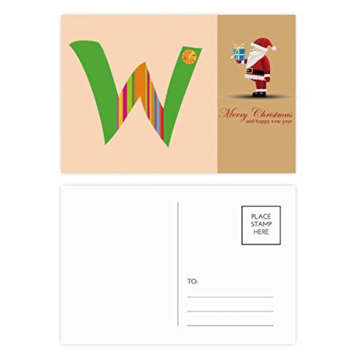 Cartes postales Père Noël Orange Fruit W Alphabet pour vœux manuscrits