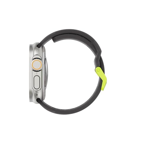 Image of Urban Armor Gear UAG Replacement Watch Strap, Civilian Strap / Watch Band Designed for Apple Watch (49mm / 46mm / 45mm / 44mm) (Series 4-11 / Ultra 3 / Ultra 2 / Ultra /SE / SE2 ) (Watch NOT Included) - Smoke /Active Neon