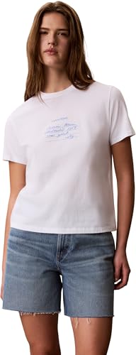 T-Shirt Graphique Femme Calvin Klein en Coton Premium et Finition Douce