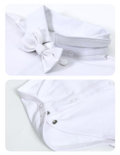 Image of A&J DESIGN Baby Boys Suits Infant Gentleman Formal Wedding Suspenders Outfit with Bowtie