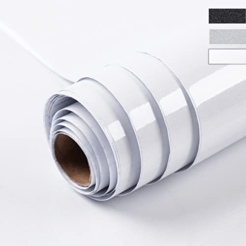 Niviy Vinilo Adhesivo Muebles 40x500cm Papel Adhesivo para Mueble Puertas Ventanas Autoadhesivo para Darle una Nueva cara a Algún Mueble Antiguo o Estropeado (Brillo Blanco) Cover
