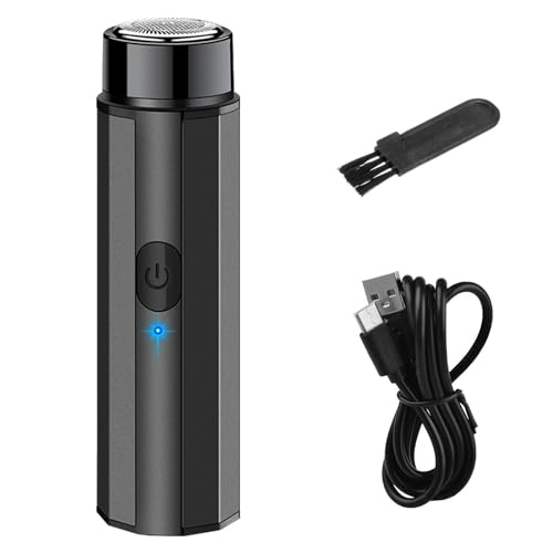 afeitadora para hombres - Afeitadora eléctrica portátil - Maquinillas de afeitar de bolsillo recargables por USB de tamaño de viaje, afeitado en y húmedo con un botón y uso en y húmedo