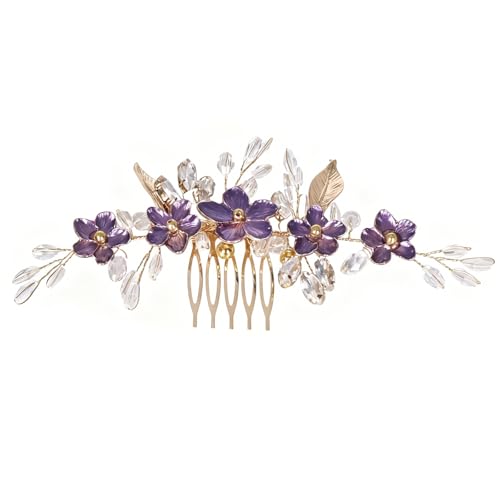 Peineta metalica con diseño floral para boda miniatura 1