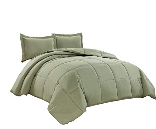 3-Piece Down Alternative Comforter Set (King, Sage Green)