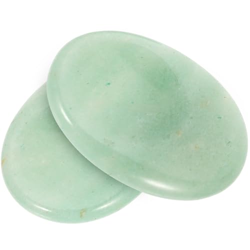 FESTFENDS Piedra Natural de Preocupación Verde para Aliviar el Estrés, 2 Piezas, Cómoda de Sostener, Adecuado para Relajación y Masaje de Pulgar