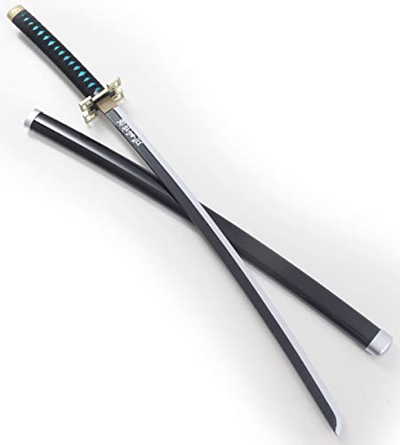 Demon Slayer Katana en Bois - Lame Muichiro Tokito - Epée Kimetsu No Yaiba Sabre - Support en Bois