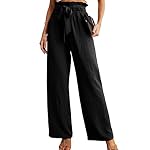 IWOLLENCE Women's Wide Leg Pants with Pockets High Waist Adjustable Knot Loose Casual Trousers Business Work Casual Pants