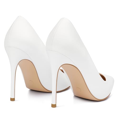 Image of COLETER Women's 4 Inch Pumps Pointy Toe Wedding Dress Shoes Slip on Stiletto Pumps
