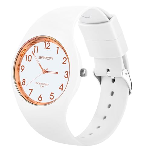 AOOSU Montre pour Femme avec Bracelet en Silicone, Montre de Sport Analogique Etanche Montres Femme Analogique Quartz Grand Cadran Facile à Lire, Tendance, Stylish,...