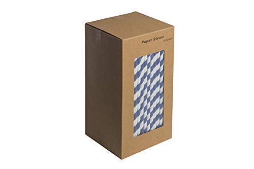 We Can Source It Ltd – Paper Drinking Straws 8 Inch/200mm – Dark Blue & White Striped Durable Straws - Strong Paper Design for Cocktails, Tumblers, Weddings & Events - Pack of 500