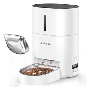 Automatic Cat Feeder – A4 Automatic Cat Food Dispenser Battery-Operated with 180-Day Battery Life, 6 Meals 120 Portions Per Day, 10S Dining Voice Record, White