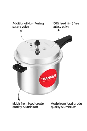 Image of Thangam 12 Litre Aluminium Pressure Cooker | Heavy Gauge Cooker for Gas Stove | Durable Virgin Aluminium Body | Fast Cooking Silver Kitchen Cookware