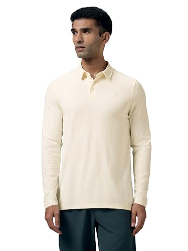 Image of TECHNOSPORT Mens Slim Fit Solid Full Sleeve Cotflex Polo T-Shirt for Regular and Casual Uses