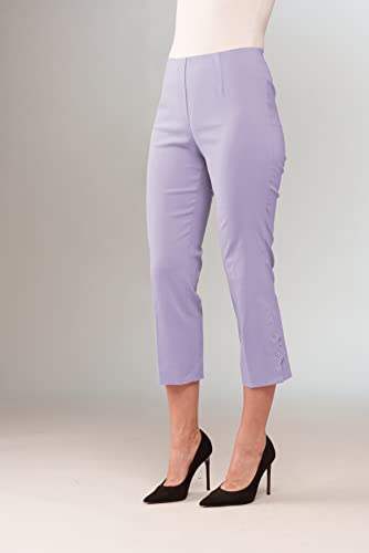 Lena Gabrielle Crop Techno Pants with Circle Trim on The Sides in Lilac, BCP18272