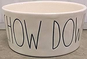 Rae Dunn Magenta Artisan Collection Extra-Large 8" Diameter Pet Food Bowl Chow Down Black Letters