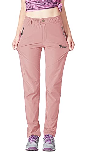 Image of YSENTO Womens Outdoor Walking Hiking Trousers Lightweight Quick Dry Water Resistant Trekking Pants with Zipper Pockets(Dusty Pink,M)