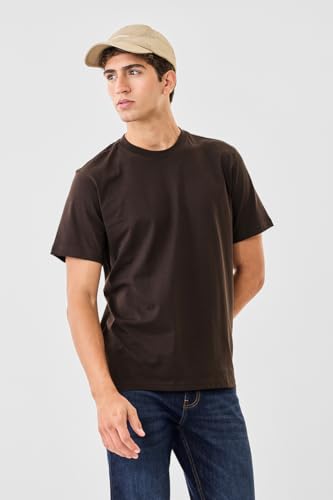 Image of SNITCH Men T-Shirt | Minimalist Regular Fit & Short Sleeve Styling | 100% Breathable Cotton Casual Wear T-Shirt & Durable Knit Plain Weave Everyday Summer Essential
