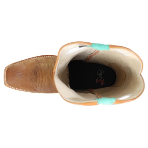 Justin Boots Womens Lorena 13" Wide Square Toe Casual Boots Mid Calf Low Heel 1-2" - Brown4