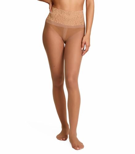 commando Sexy Sheer Tights | Luxury Sheer Hosiery with Dig-Free Lace Waistband | Fusion Tech Prevents Snags and Runs | Medium Nude, Large