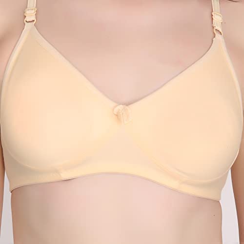 Image of Non Padded Bra Panty Set - Made of Pure Cotton Full Coverage Non Wired Seamless Pushup Soft Cup for T-Shirt Saree Dress Sports Garment for Daily Use Everyday