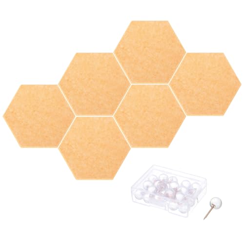 Panneau d'affichage hexagonal en feutre PATIKIL lot de 6 plaques murales autocollantes 30cm doré