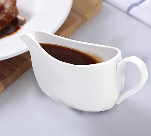 Yesland 2 Pcs 15 Oz Gravy Boat, Ceramic White Easy-Pour Gravy Boat For Dining, Holiday Meals & Parties #TOP5