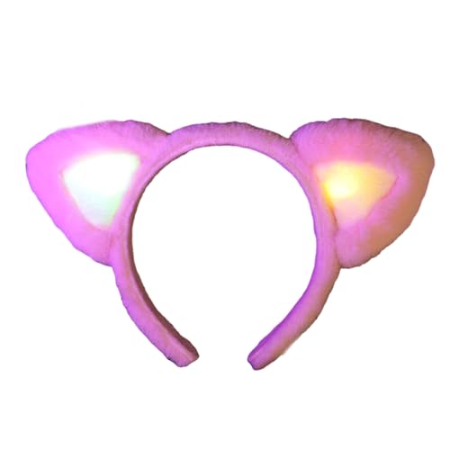 jiingekk Diademas de orejas de animales artificiales con luces LED para cosplay de Halloween para mujeres y niñas
