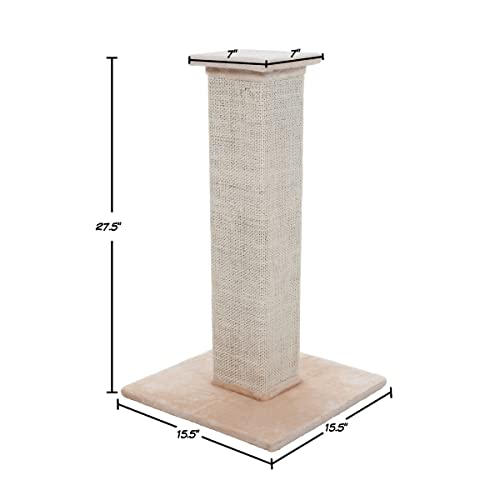 Cat Scratching Post With Carpeted Base – 27.75-Inch Sisal Burlap Fabric Scratcher – Furniture Scratching Deterrent For Indoor Cats By Petmaker (Beige) #TOP1