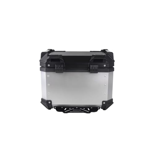 Image of Fort Knox Series Top Case 45L Aluminium Silver Box with Backrest Pad for Motorcycle (Pack of 1)