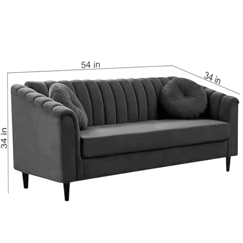 Image of FURNY Dorano 2 Seater Fabric Premium Sofa Set for Living Room- (Grey Color)