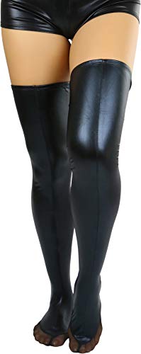 ToBeInStyle Women's Shiny Leather Like Wet Look Lace Up Thigh High2