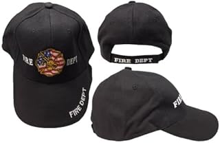 USA Fire Dept Department Seal Black Embroidered Baseball Style Cap Hat Premium