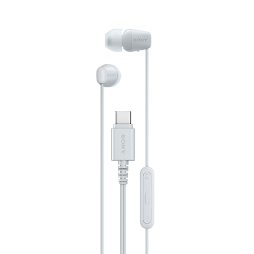 Image of Sony IER-EX15C Wired in Ear Type C Headphones, in-Line Remote for Volume & Mute Function with Mic, Tangle Free Serration Wire, Compatible with USB-C Devices, High Sound Quality (White)