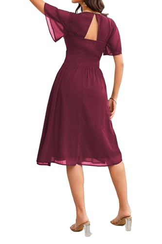 Image of Women's Summer Elegant Chiffon Wrap V Neck Aline Dress