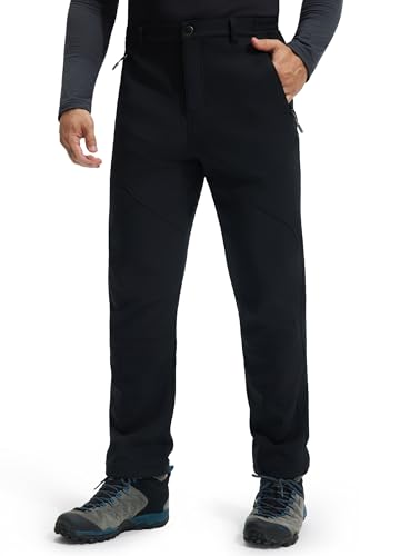Libin Thermohose Herren Winter Softshellhose Wasserdicht Winddicht Gefüttert Skihose Wanderhose Winterhose Outdoorhose Schneehose Regenhose Trekkinghose, SchwarzXL