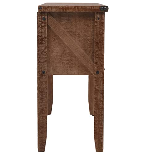 Table console en bois de sapin massif rustique avec 2 tiroirs pour le salon