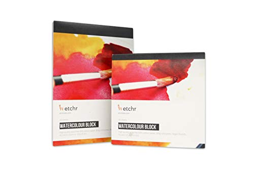 ETCHR Watercolor Paper Block - A5 Professional Cotton Watercolor Block Cold Press 300g (140 lb) - Cold Press Watercolor Cotton Paper Block - Warp Resistant Watercolor Paper Block