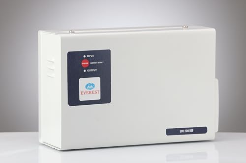 Image of Everest ECC 200 REF Voltage Stabilizer for Refrigerator up to 1000 Litre & Deep Freezer | Wall Mount, Noiseless Operation & Power Saver | 5 Years Warrenty | White (Working Range:130-290 VAC)