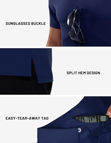 Image of MIER Polo Shirts for Men Short Sleeve Dry Fit Performance Golf Tennis Active Collared Shirts, UPF 50+ Sun Protection