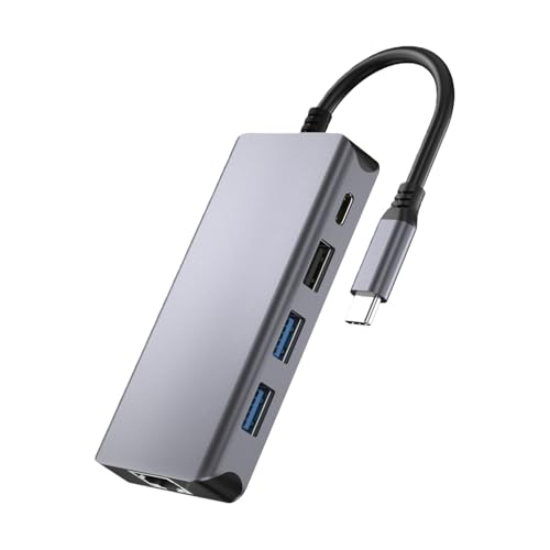 Hub adaptateur USB C multifonction avec extension HDTV 8K et port Gigabit Ethernet pour bureau