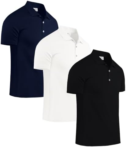 ZITY 3er Pack Poloshirt Herren Kurzarm Atmungsaktiv Schnelltrocknend Regular Fit Golf Casual Sport Shirt mit Knopfleiste Sommer Polohemd für Outdoor Freizeit