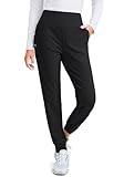 G Gradual Women's Fleece Lined Joggers High Waisted Water Resistant Thermal Hiking Pants Cold Weather Sweatpants with Pockets(Black,S)